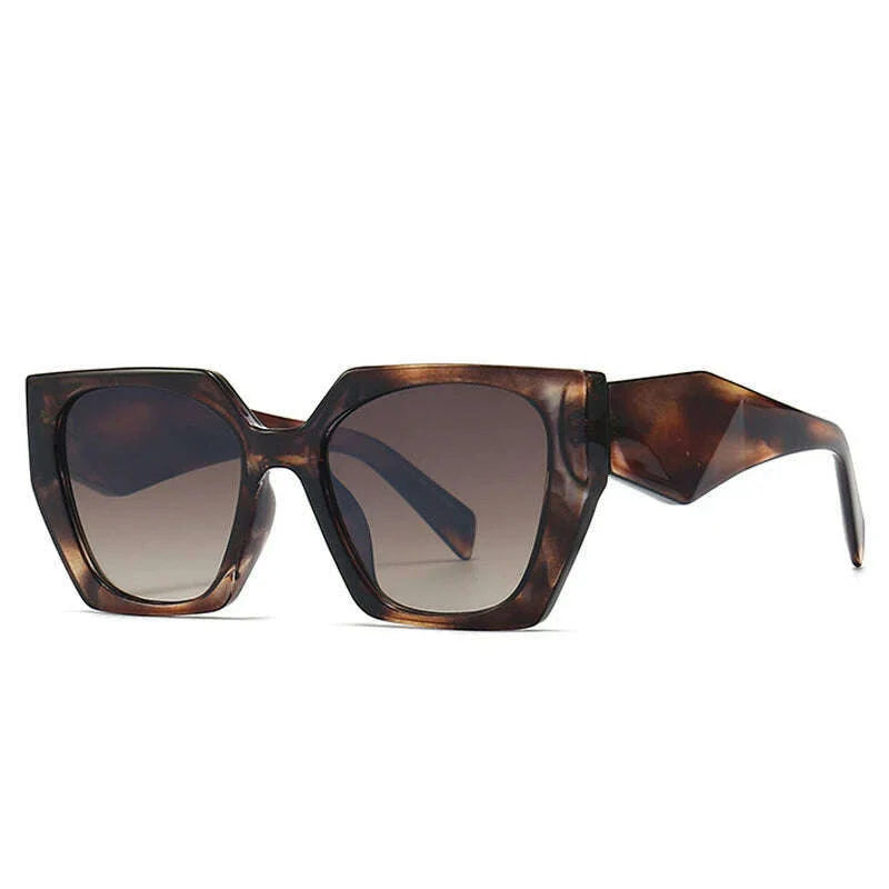 SO&EI Retro Polygon Cat Eye Colorful Sunglasses Women Fashion Brand Designer Clear Gradient Shades UV400 Men Sun Glasses