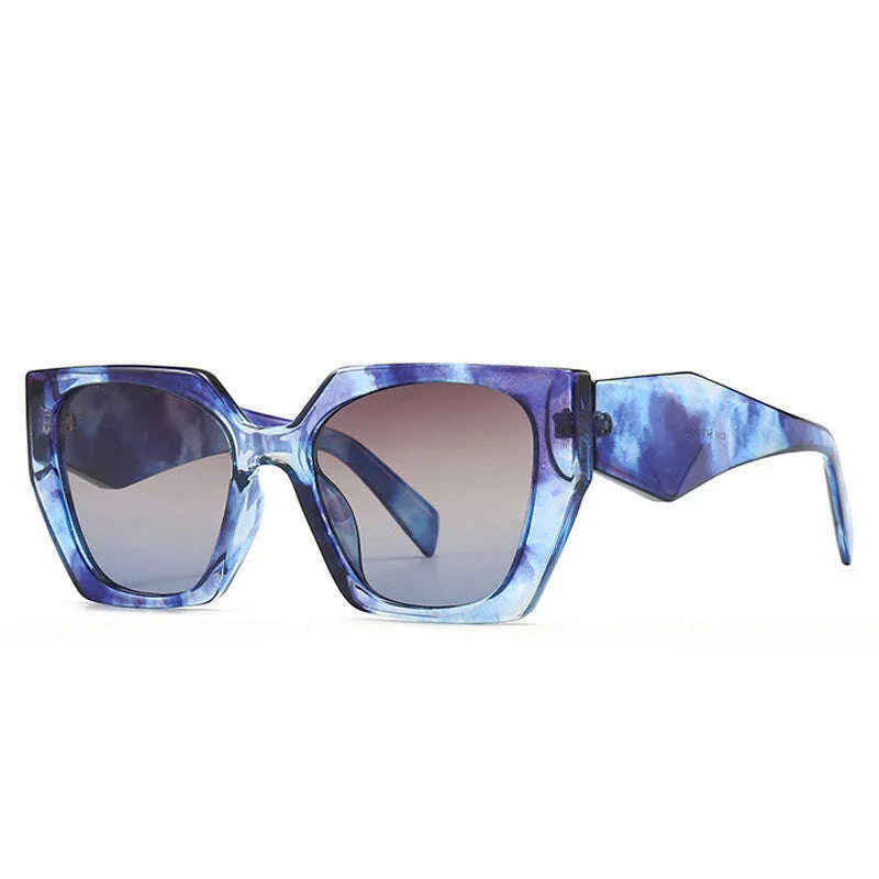 SO&EI Retro Polygon Cat Eye Colorful Sunglasses Women Fashion Brand Designer Clear Gradient Shades UV400 Men Sun Glasses