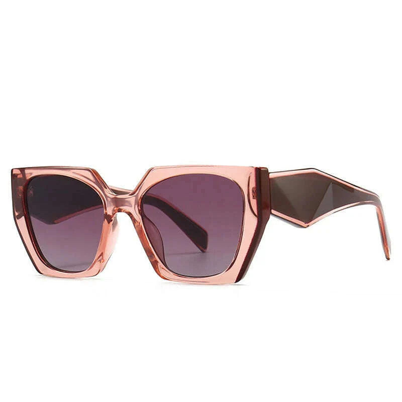 SO&EI Retro Polygon Cat Eye Colorful Sunglasses Women Fashion Brand Designer Clear Gradient Shades UV400 Men Sun Glasses