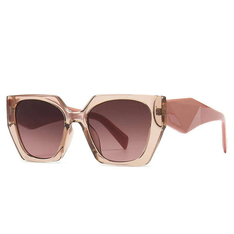 SO&EI Retro Polygon Cat Eye Colorful Sunglasses Women Fashion Brand Designer Clear Gradient Shades UV400 Men Sun Glasses