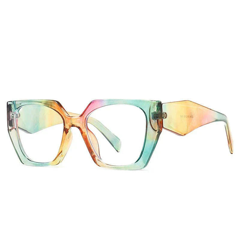 SO&EI Retro Polygon Cat Eye Colorful Sunglasses Women Fashion Brand Designer Clear Gradient Shades UV400 Men Sun Glasses