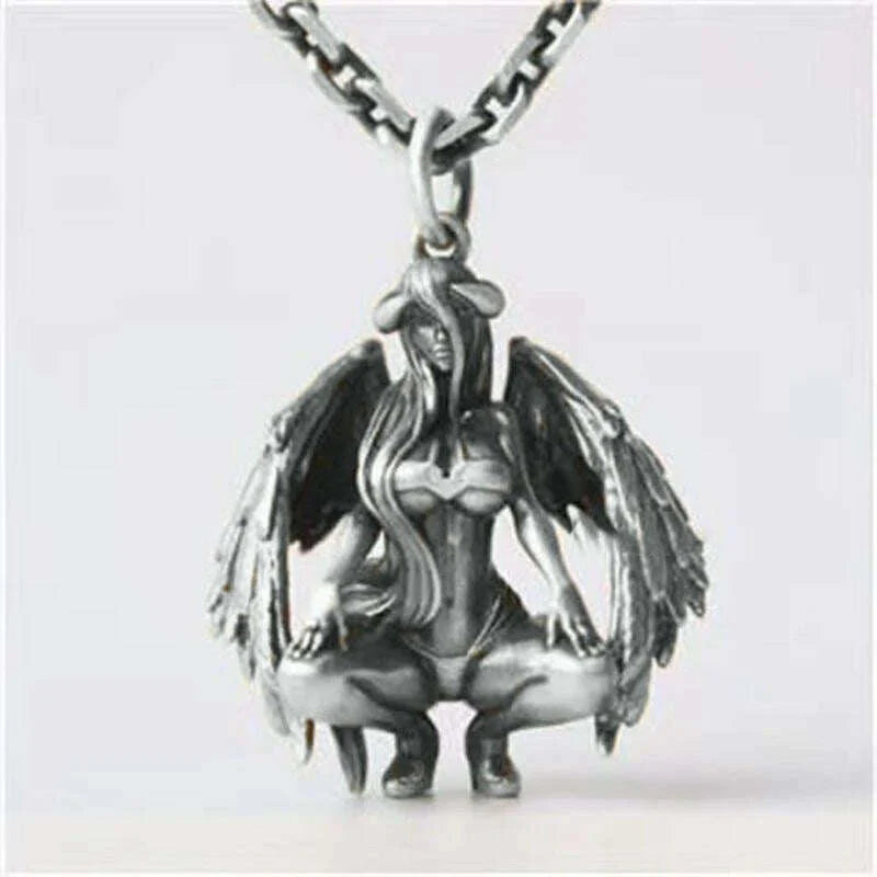 Stainless Steel Creative Personality Prayer Angel Pendant Necklace Men and Women Fashion Trend Hip Hop Punk Accessories Jewelry