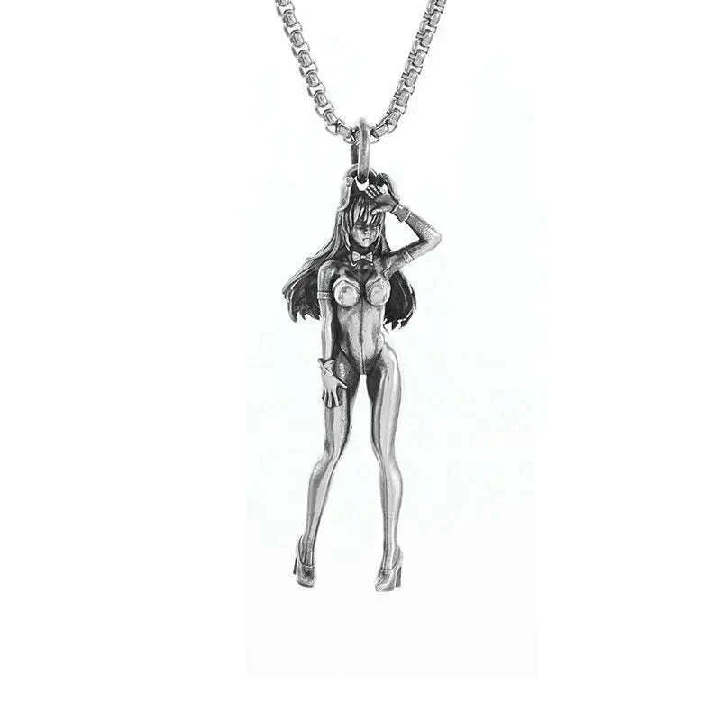 Stainless Steel Creative Personality Prayer Angel Pendant Necklace Men and Women Fashion Trend Hip Hop Punk Accessories Jewelry
