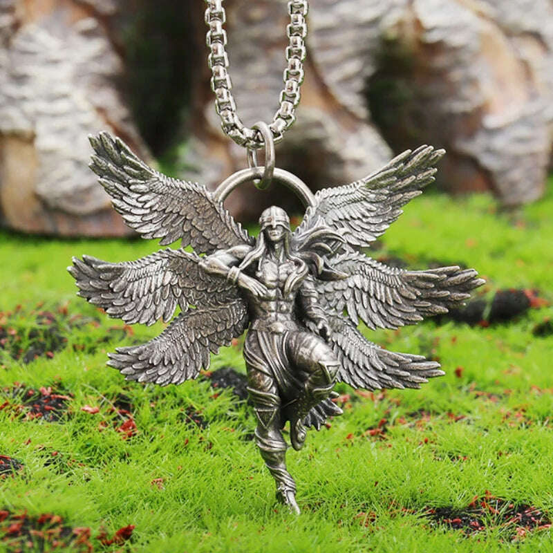 Stainless Steel Creative Personality Prayer Angel Pendant Necklace Men and Women Fashion Trend Hip Hop Punk Accessories Jewelry
