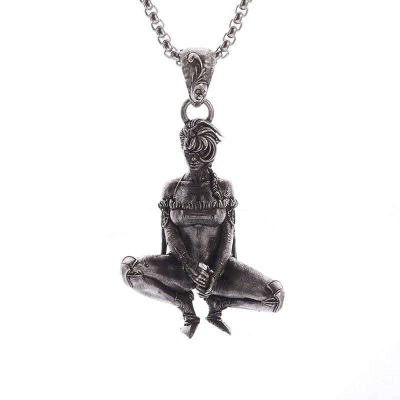 Stainless Steel Creative Personality Prayer Angel Pendant Necklace Men and Women Fashion Trend Hip Hop Punk Accessories Jewelry