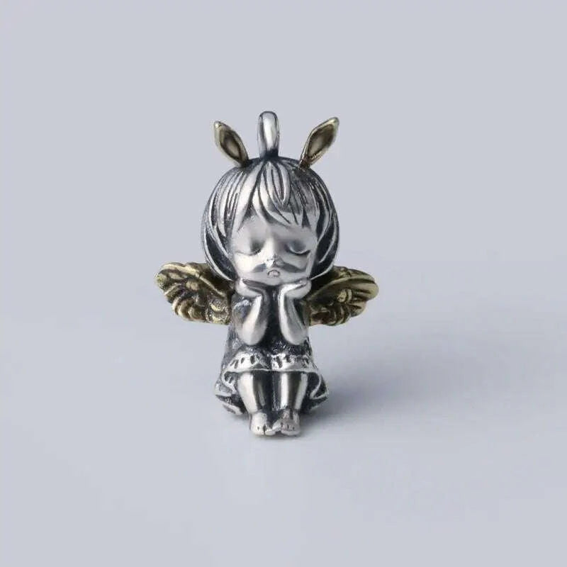 Stainless Steel Creative Personality Prayer Angel Pendant Necklace Men and Women Fashion Trend Hip Hop Punk Accessories Jewelry