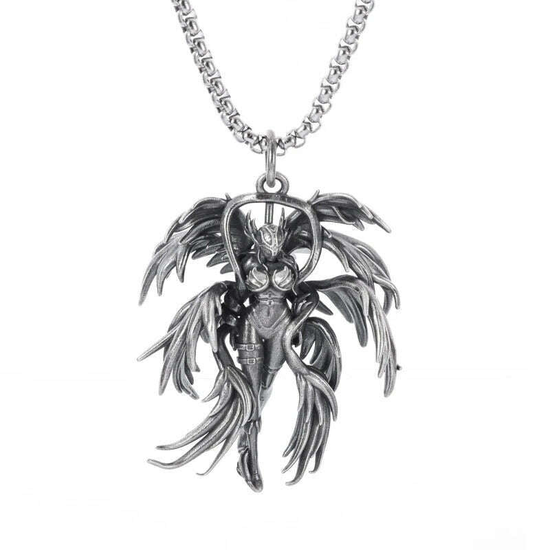 Stainless Steel Creative Personality Prayer Angel Pendant Necklace Men and Women Fashion Trend Hip Hop Punk Accessories Jewelry