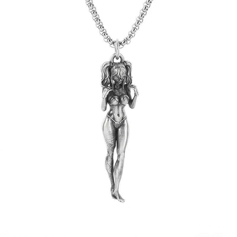 Stainless Steel Creative Personality Prayer Angel Pendant Necklace Men and Women Fashion Trend Hip Hop Punk Accessories Jewelry