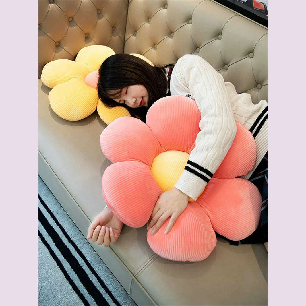 Stuffed Six Petal Flower Cushion Girly Room Decor SunflowerSetting for Kids Bedroom Seat Pillow Pillow Bay Window Pink Flower