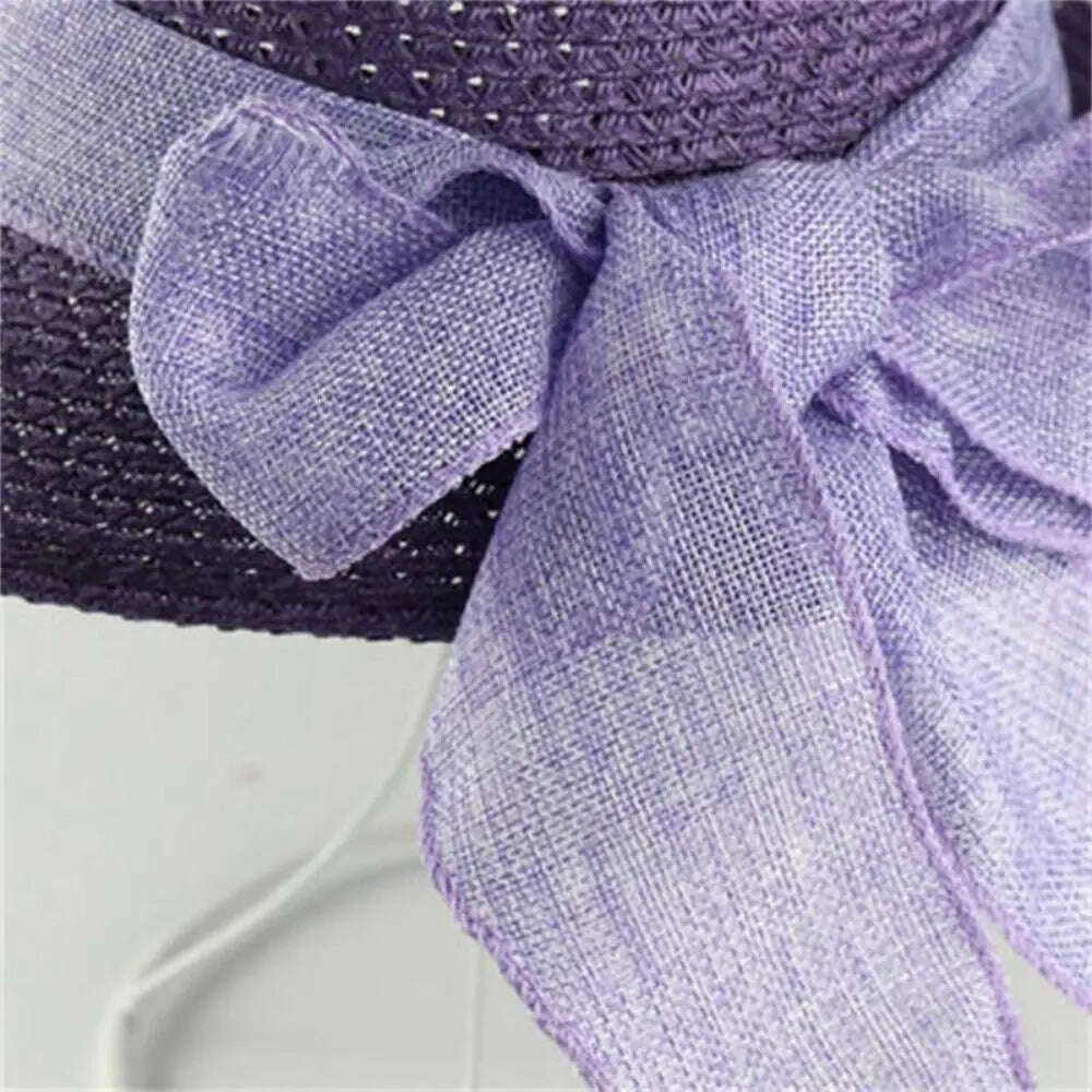 Summer Bow Ribbon Sun Hat Panama Women's Cap Bonnet Beach Straw Hats