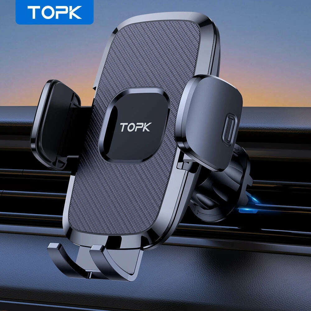 TOPK D35-S Car Phone Holder, Universal Phone Mount for Car with Hook Clip Air Vent Car Mount 360° Rotation for Mobile Phones