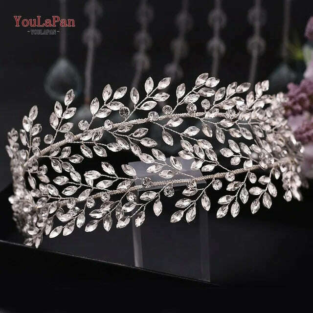 TOPQUEEN HP304 Bridal Crowns and Tiaras Woman Headgear Rhinestone Hairbands Wedding Accessories Bride Headband Headdresses