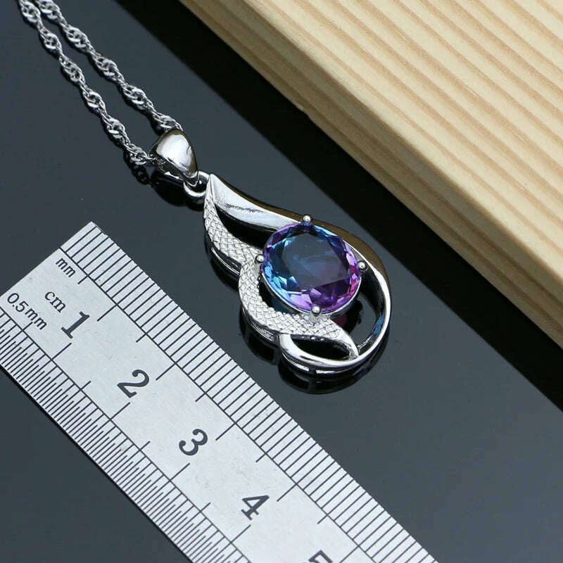 Tourmaline Jewelry Sets For Women - 925 Sterling Silver Earring/Pendant/Necklace/ Open Ring/Tennis Bracelet Set Dropshipping
