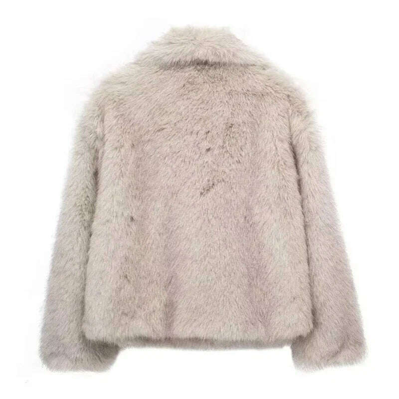 TRAF Winter Faux Fur Coat 2024 Woman New in coats Autumn Fur Plush Fluffy Jacket Warm Red Gray Black White Fur Coat Outerwears