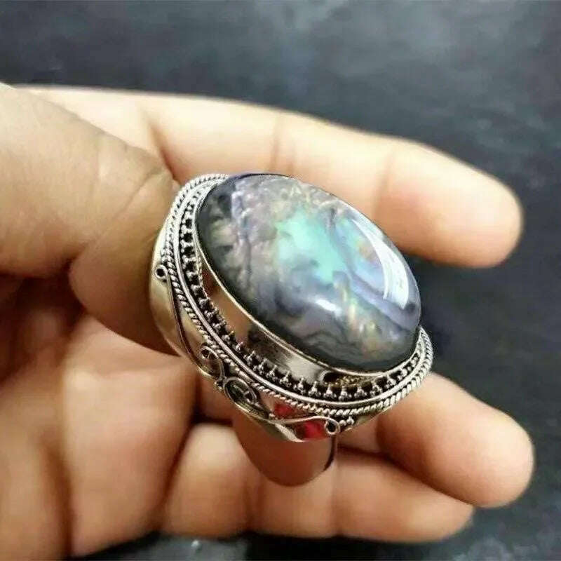 Trendy New Design Electroplated Openwork Moonstone Ring Fashion Punk Street Style For Women Girls Party Jewelry s