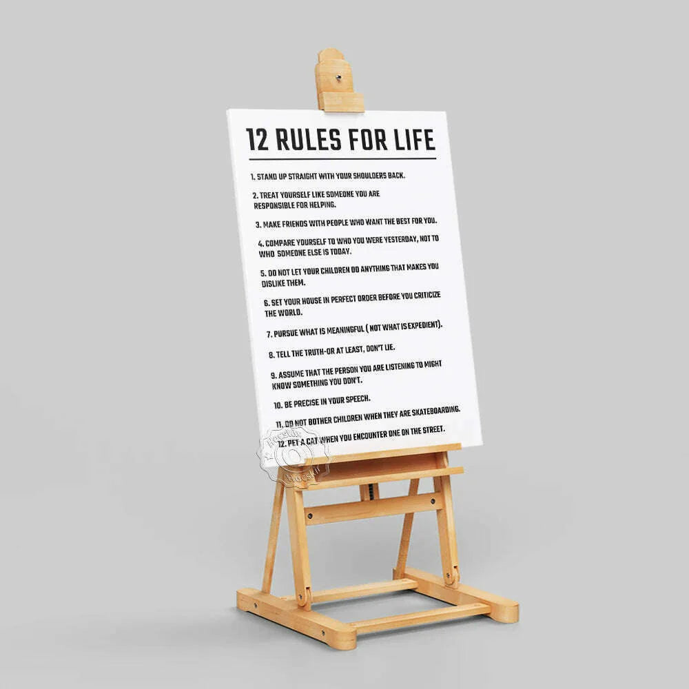 Twelve Rules Of Life Poster, Jordan Peterson 12 Principles Wall Art, Motivational Education Life White Art Prints, Teacher Gift