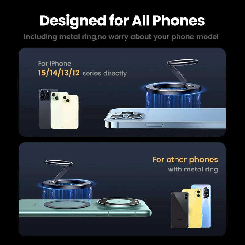 UGREEN Magnetic Phone Ring Holder For Magsafe iPhone 15 14 13 Pro Xiaomi Samsung Huawei Aluminum 360° Rotation MobilePhone Stand