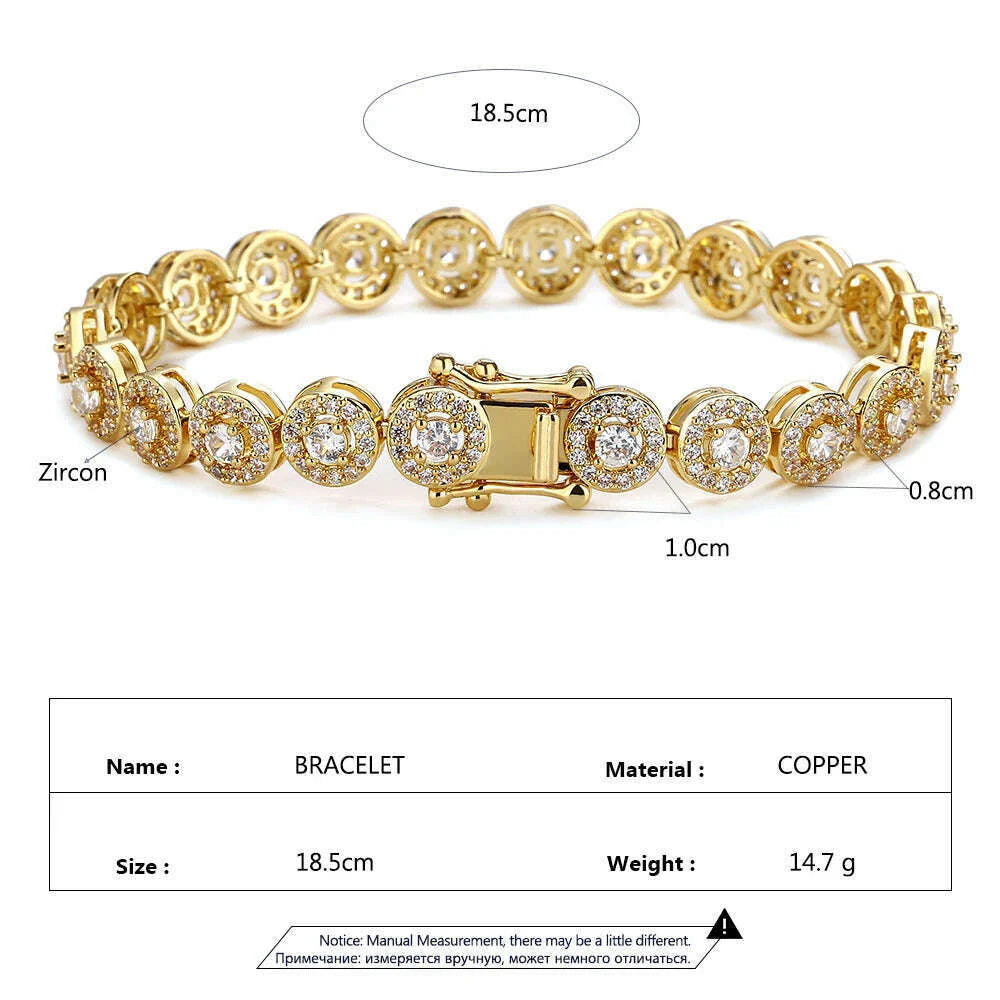 Uilz Classic Geometric Round Cubic Zirconia Tennis Bracelet Bangles For Women Charm Luxury Bridal Jewelry Gifts