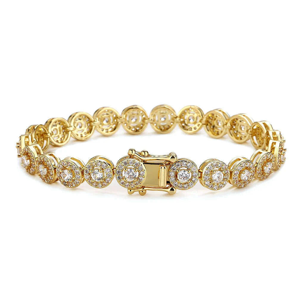 Uilz Classic Geometric Round Cubic Zirconia Tennis Bracelet Bangles For Women Charm Luxury Bridal Jewelry Gifts