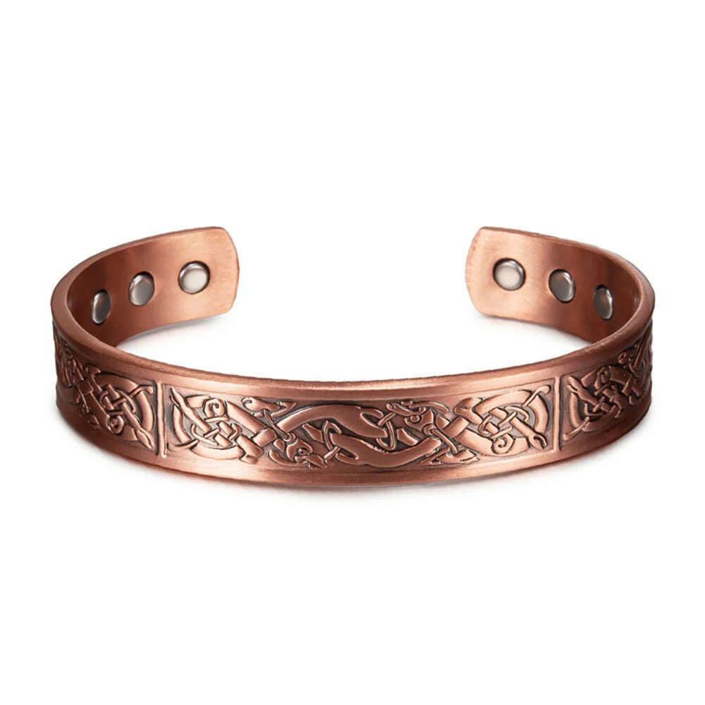 Viking Pure Copper Bracelet Men Adjustable Cuff Energy Magnetic Bracelet Benefits Wristband Hard Health Man Bracelet Knot Metal