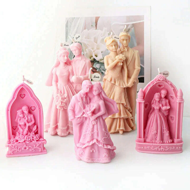 Wedding Ceremony Candle Silicone Mold Bride and groom Sweet Companion DIY Scented Candle Gypsum Mould Valentine's Day Decor Gift
