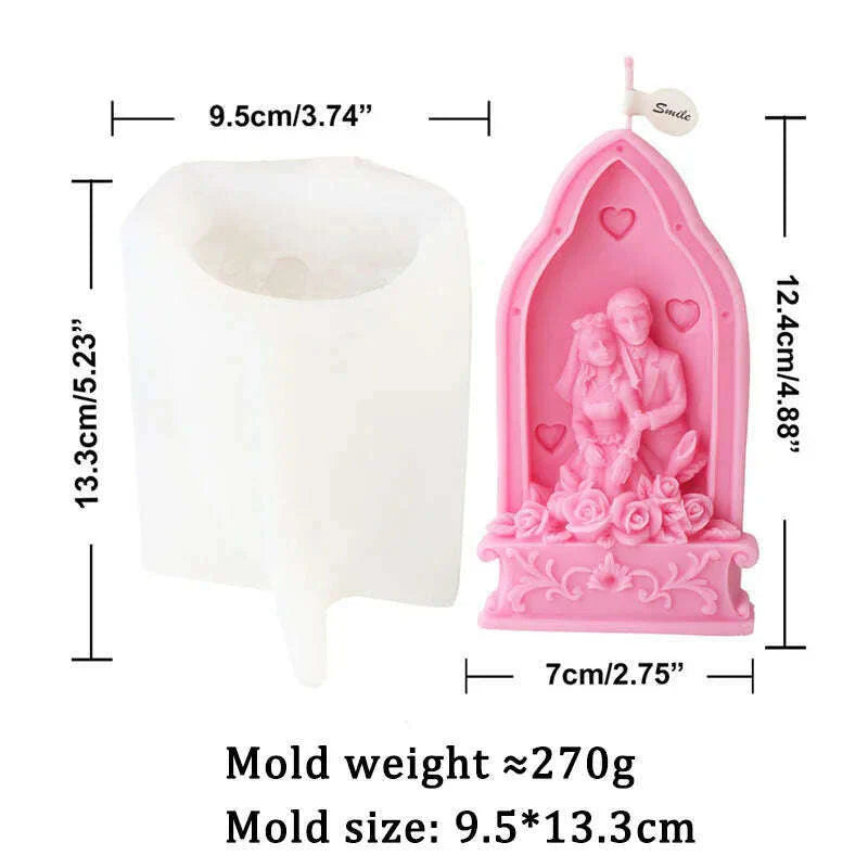 Wedding Ceremony Candle Silicone Mold Bride and groom Sweet Companion DIY Scented Candle Gypsum Mould Valentine's Day Decor Gift