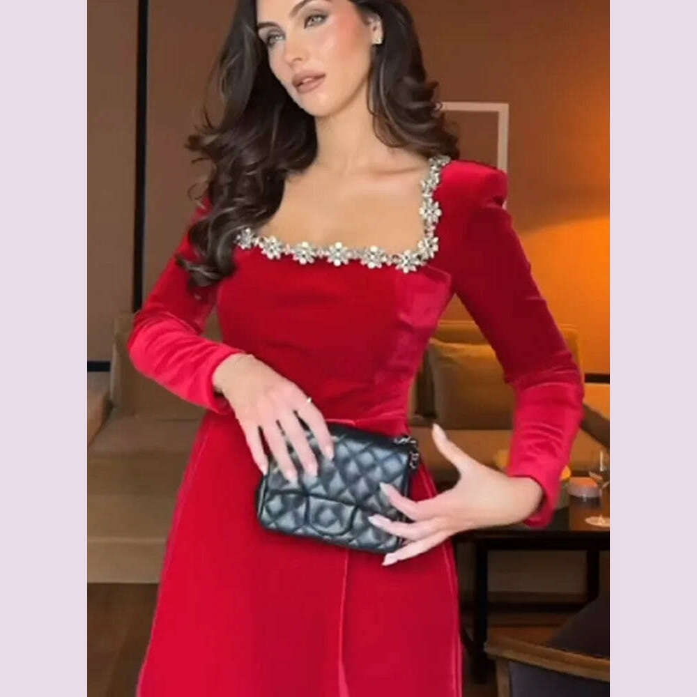 White Pleated Hem Spliced Mini Dress Elegant Square Neck Long Sleeve High Waist Dresses 2024 Autumn women Chic Party Streetwear
