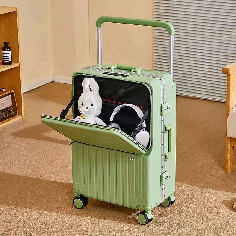 Wide Handle Front Opening Luggage 20" Suitcase Laptop Bag Multifunction Password Trolley Case Carrier 28-inch Large Capacity