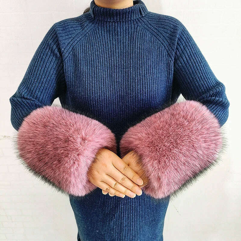 Winter Faux Fur Collar Cuffs Set Women Fluffy Large Shawl Coat Accessories Warm Fashion Fake Fox Fur Scarf Furry Scarves Female