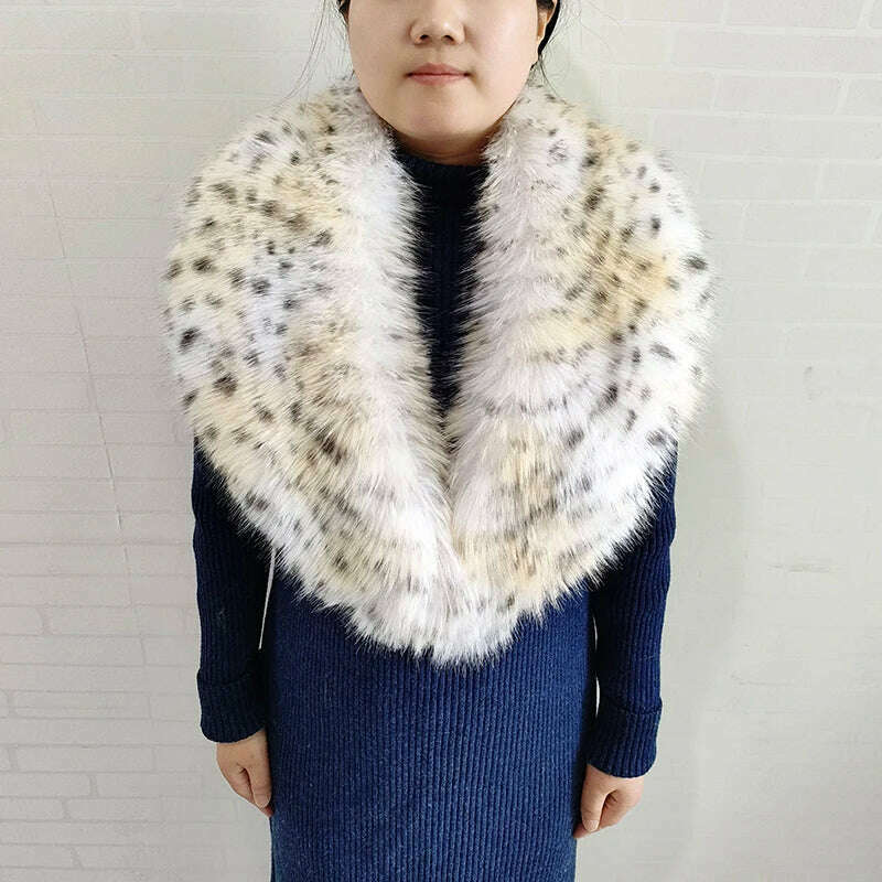 Winter Faux Fur Collar Cuffs Set Women Fluffy Large Shawl Coat Accessories Warm Fashion Fake Fox Fur Scarf Furry Scarves Female