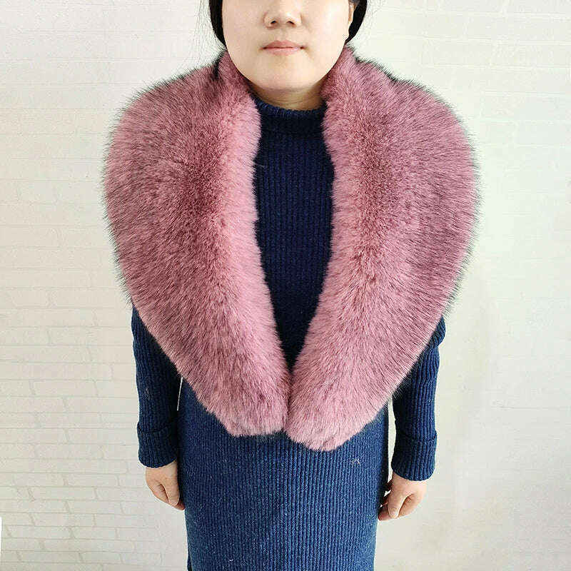 Winter Faux Fur Collar Cuffs Set Women Fluffy Large Shawl Coat Accessories Warm Fashion Fake Fox Fur Scarf Furry Scarves Female