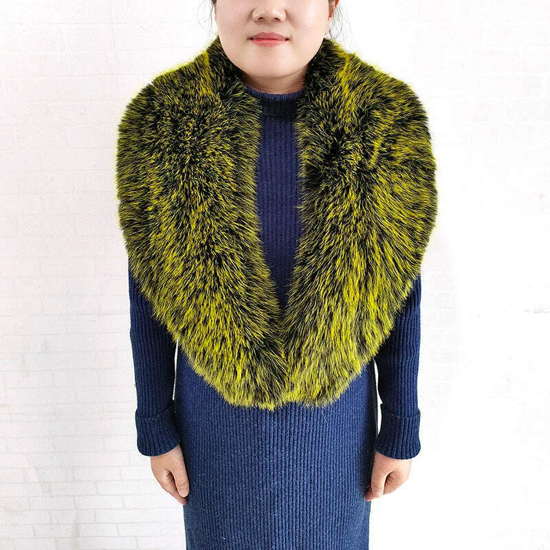 Winter Faux Fur Collar Cuffs Set Women Fluffy Large Shawl Coat Accessories Warm Fashion Fake Fox Fur Scarf Furry Scarves Female