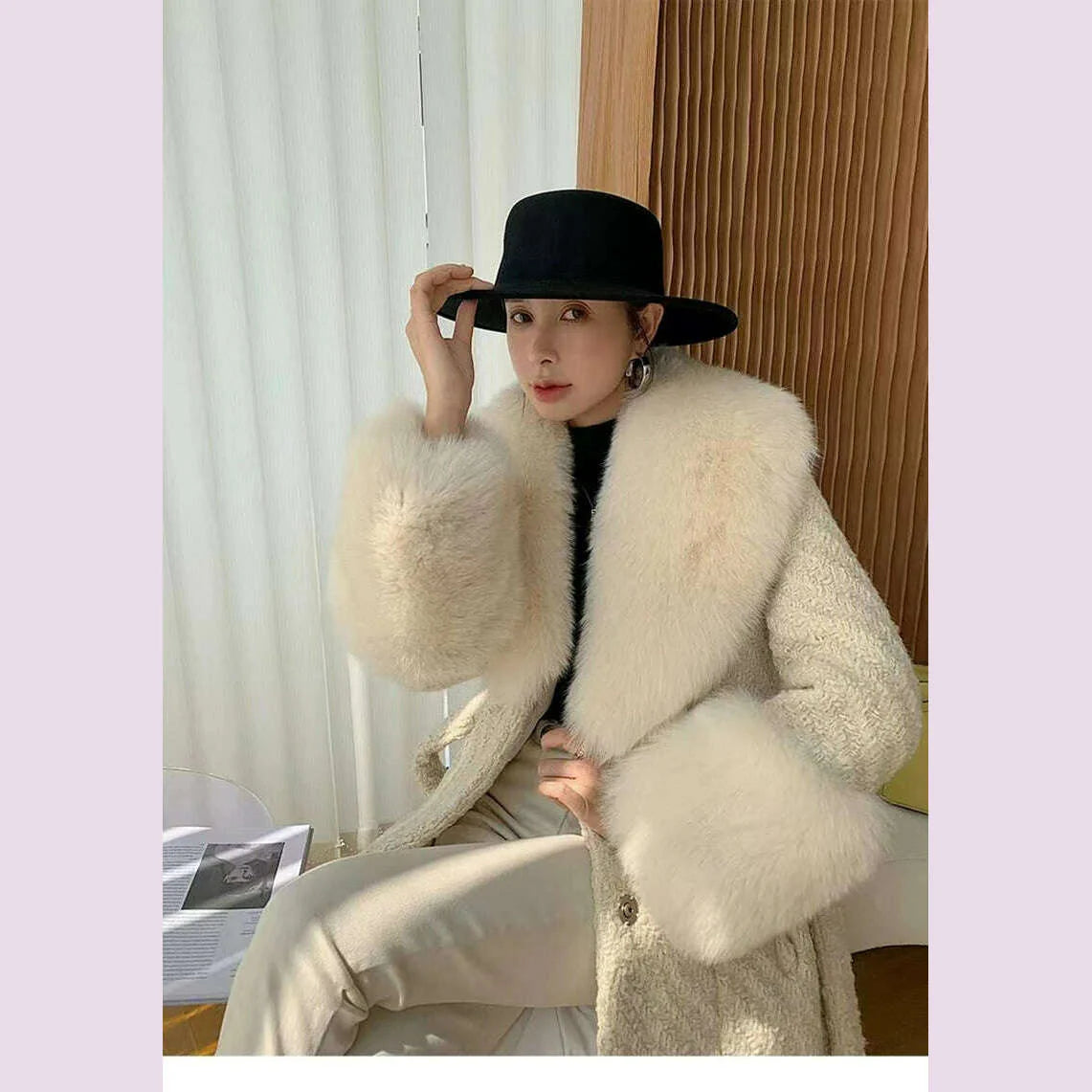 Winter Faux Fur Collar Cuffs Set Women Fluffy Large Shawl Coat Accessories Warm Fashion Fake Fox Fur Scarf Furry Scarves Female