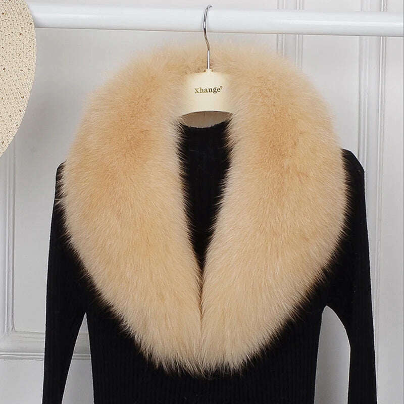Winter Real Fox Fur Collar Woman Black Natural Fur Scarf Shawl For Women Collars Wraps Neck Warmer Fur Scarves Luxery Scarf Men