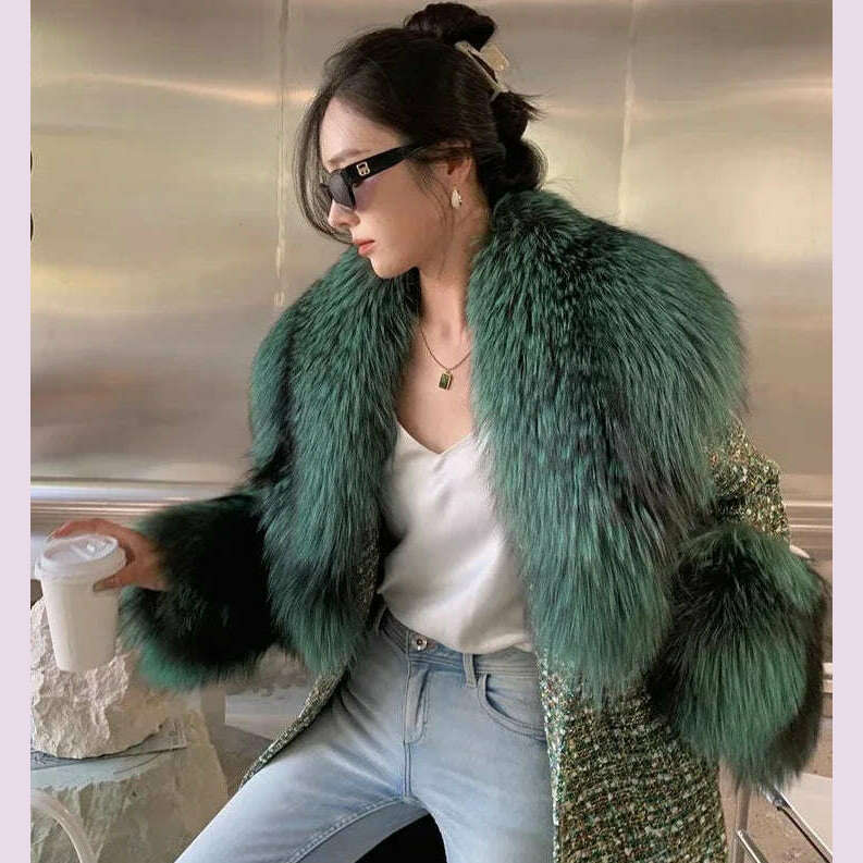 Winter super fluffy warm real fox fur collar down jacket cotton coat leather collar sleeve real fur universal scarf
