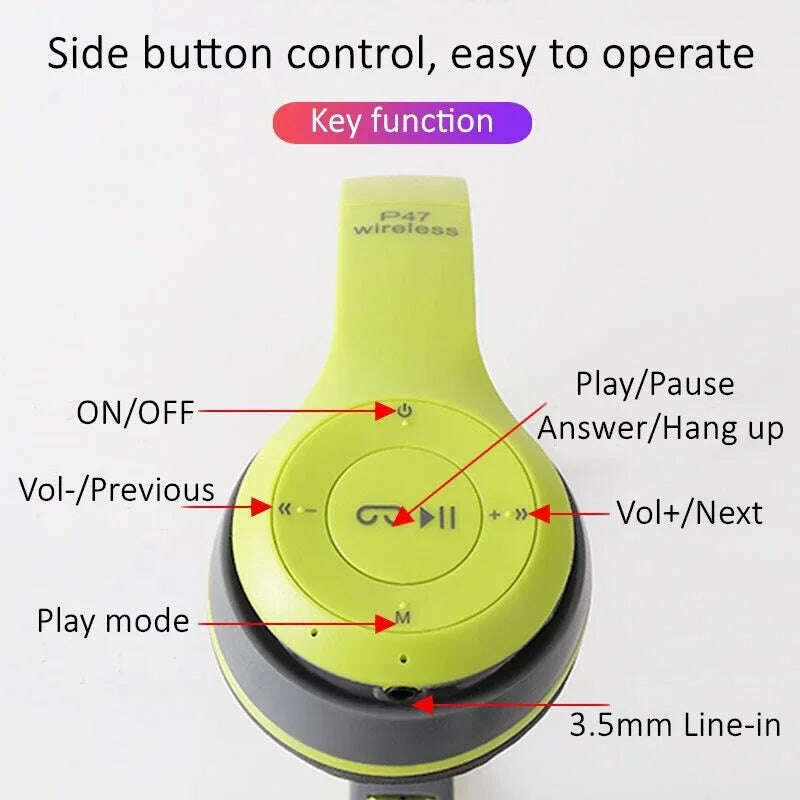 Wireless Headphones 5.0 Bluetooth Earphone Foldable Bass with Memory TF Card For iPhone Xiaomi Sumsamg Phone With Mic Headsets