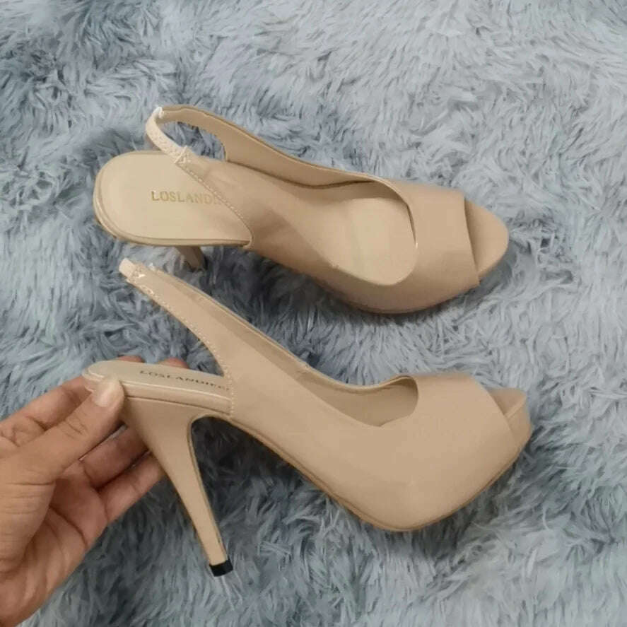 Women Sandals Sexy Pumps Summer Patent Leather Platform High Heels 12cm Open Toe Stilettos Gladiator Party Dress Wedding Shoes