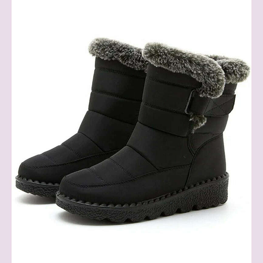 Women's Boots 2024 Trend Winter Shoes For Woman Winter Boots Ankle Low Heels Botas Mujer Waterproof Snow Boots With Fur Shoes