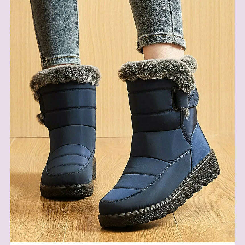 Women's Boots 2024 Trend Winter Shoes For Woman Winter Boots Ankle Low Heels Botas Mujer Waterproof Snow Boots With Fur Shoes