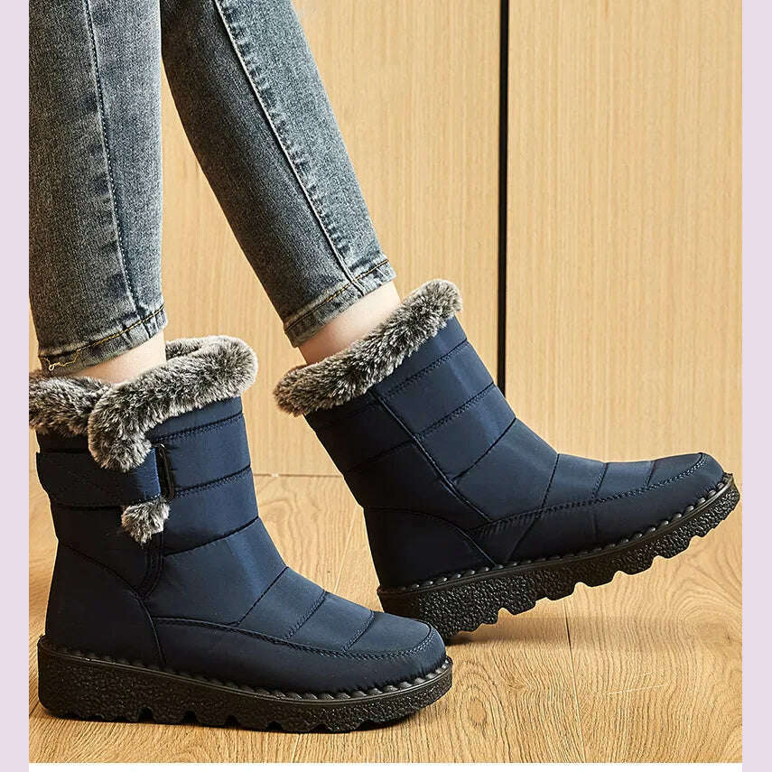Women's Boots 2024 Trend Winter Shoes For Woman Winter Boots Ankle Low Heels Botas Mujer Waterproof Snow Boots With Fur Shoes