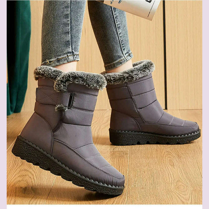 Women's Boots 2024 Trend Winter Shoes For Woman Winter Boots Ankle Low Heels Botas Mujer Waterproof Snow Boots With Fur Shoes