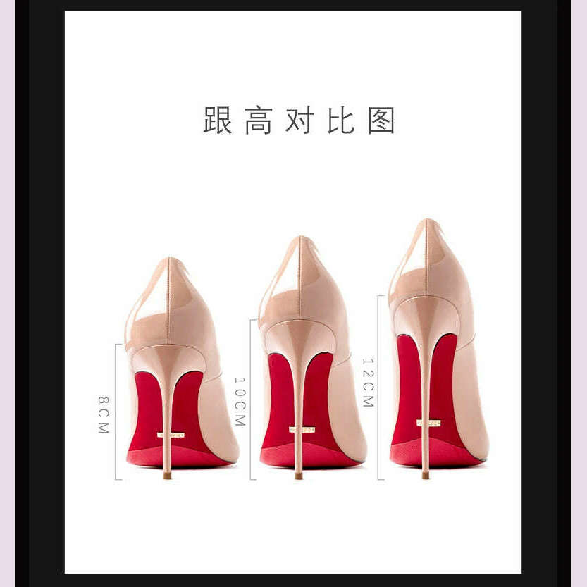 Women's heels 2025 trend Leather Luxury Pumps Red Bottom Pointed Toe High Heels Elegant Stiletto Party Ladies Shoes Woman 12cm