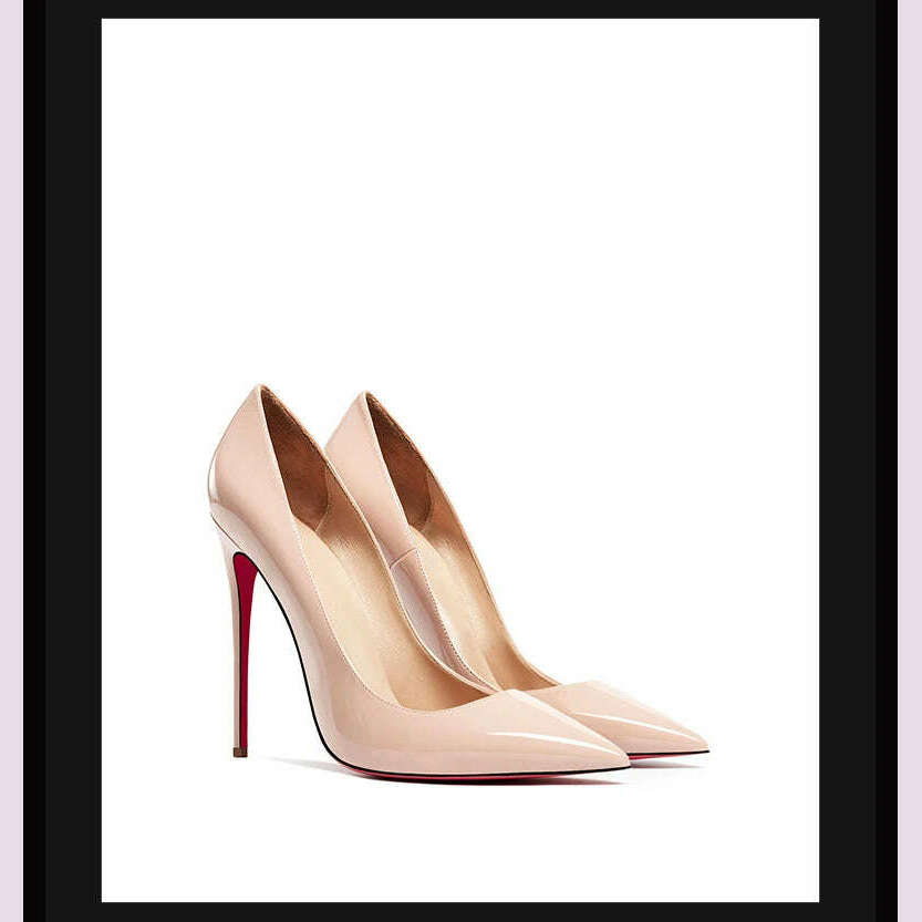 Women's heels 2025 trend Leather Luxury Pumps Red Bottom Pointed Toe High Heels Elegant Stiletto Party Ladies Shoes Woman 12cm