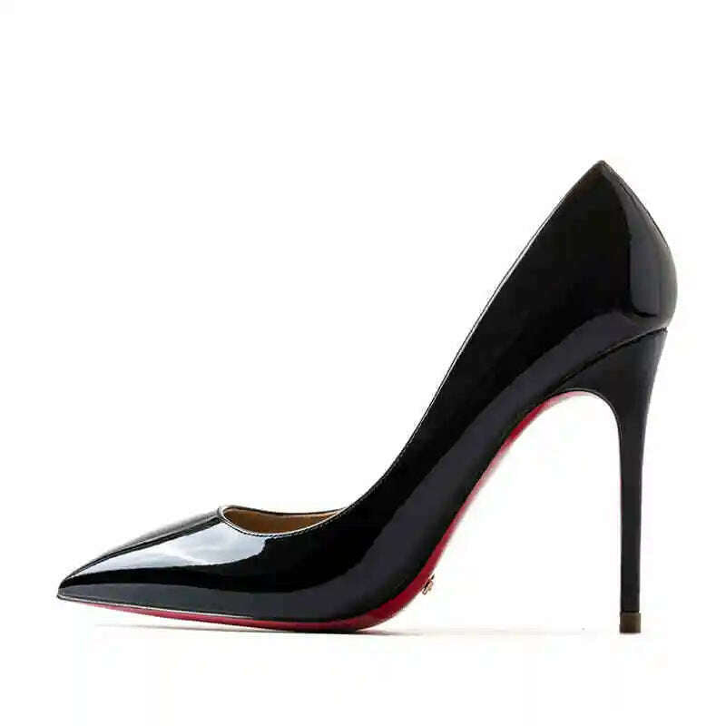 Women's heels 2025 trend Leather Luxury Pumps Red Bottom Pointed Toe High Heels Elegant Stiletto Party Ladies Shoes Woman 12cm