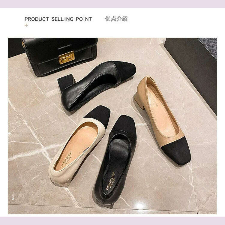 Women's High Heels Luxury Designer Shoes French Autumn New Slip on Casual Office Work Loafer Pumps Zapatillas Mujer 2024