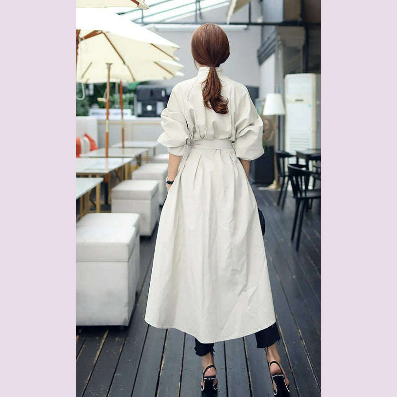 Women's Trench Coat with Sashes, Long Sleeve, Elegant, Whole Colored, Work Wear, Spring, Autumn, SL102