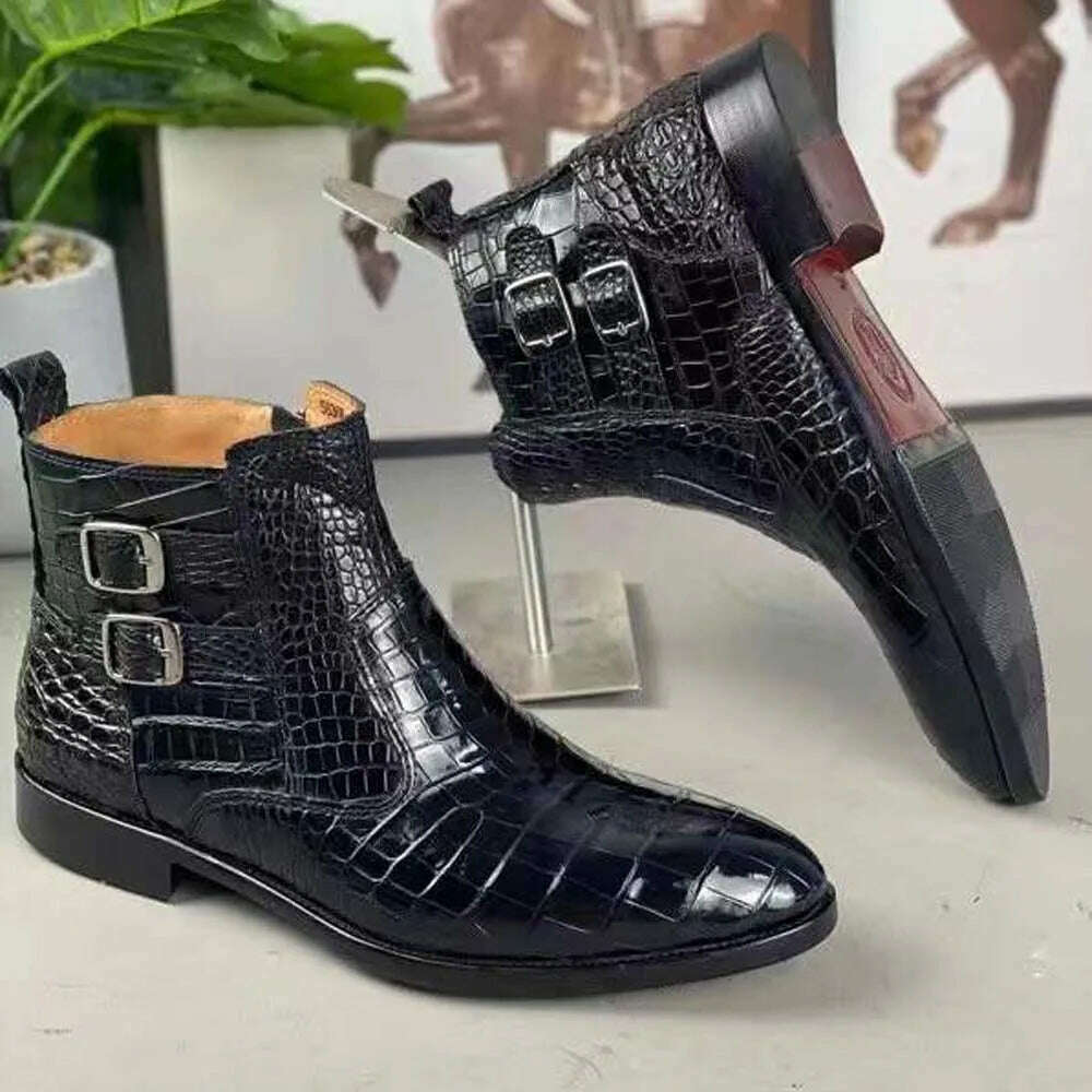 yingshang new arrival men crocodile leather boots men crocodile boots men boots leather sole crocodile belly shoes for male