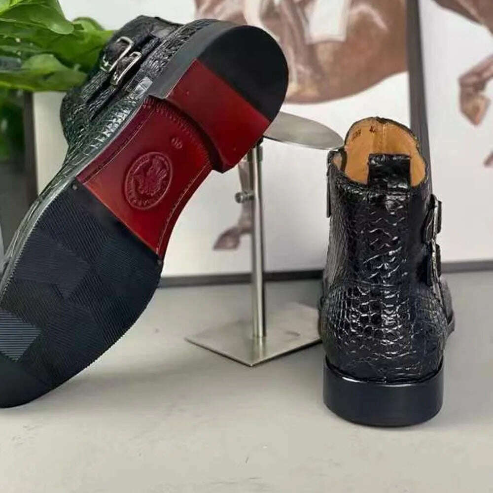 yingshang new arrival men crocodile leather boots men crocodile boots men boots leather sole crocodile belly shoes for male