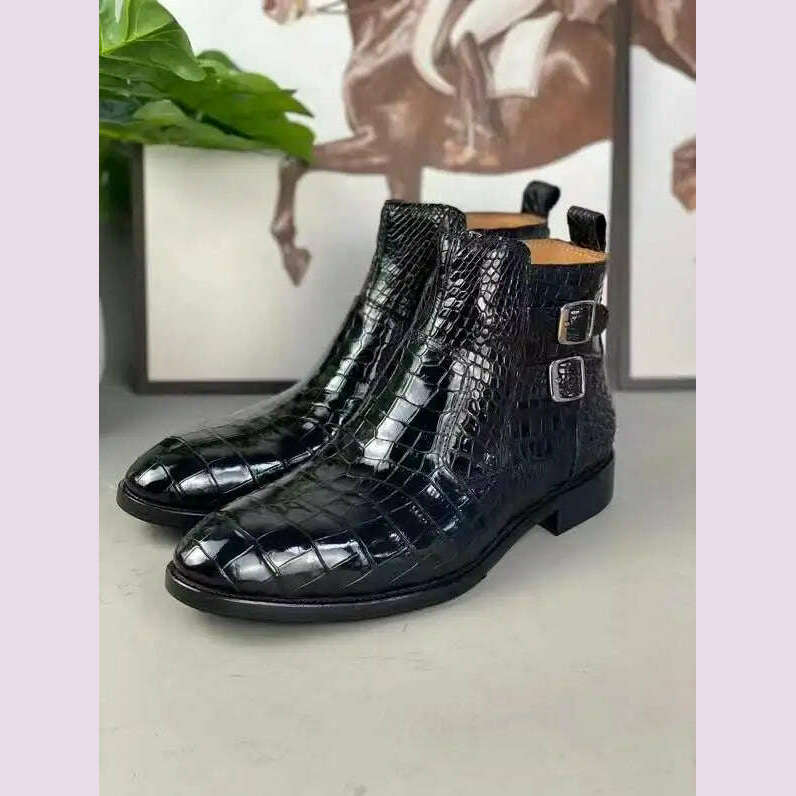 yingshang new arrival men crocodile leather boots men crocodile boots men boots leather sole crocodile belly shoes for male