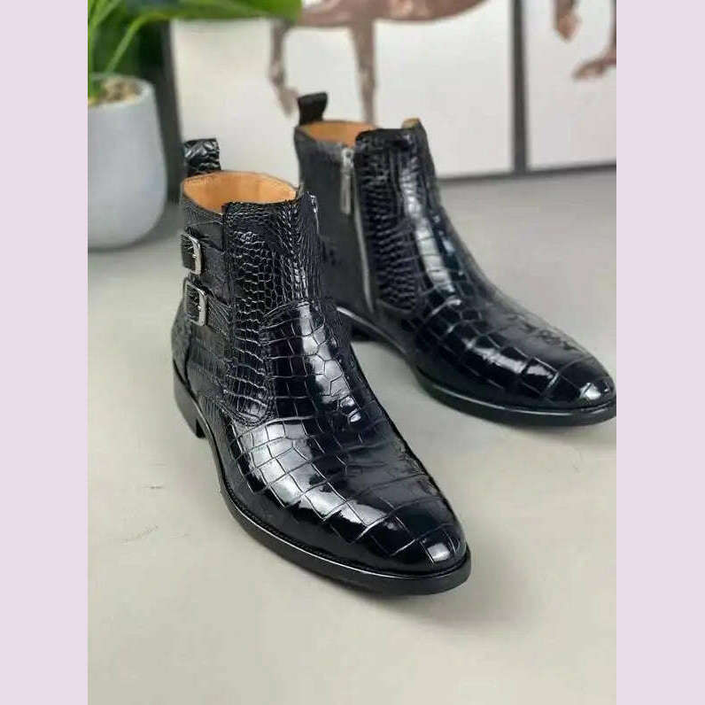 yingshang new arrival men crocodile leather boots men crocodile boots men boots leather sole crocodile belly shoes for male